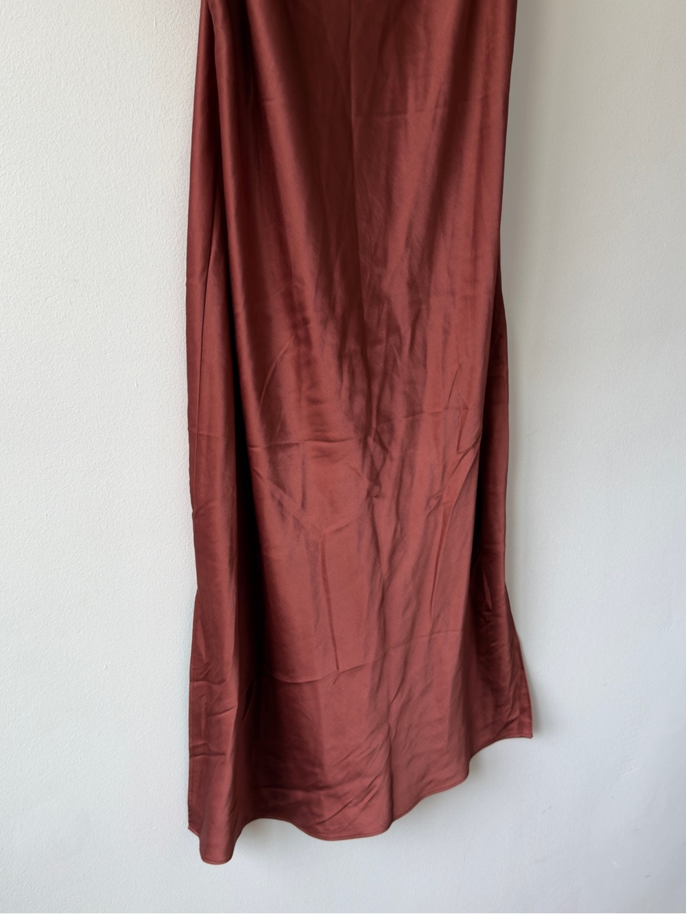 Express Satin Slip Dress in Rust - Picture 3 of 6